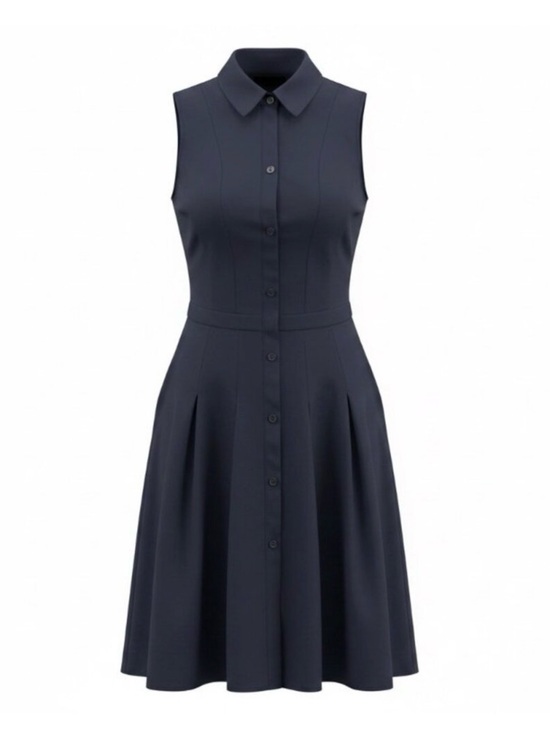 New York & Company Dresses & Skirts - New York & Company Navy Sleeveless Button-Down Shirt Dress M Cotton Blend